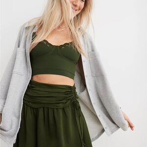 NWT Aerie Green Satin Uptown Mini Skirt Sz S retail $50
